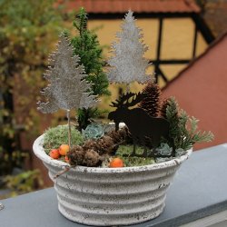 Juletr� p� stick, hvid/guld