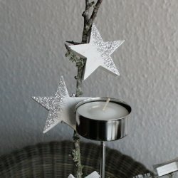 Trstjerner, slv/hvid (4,5 cm)