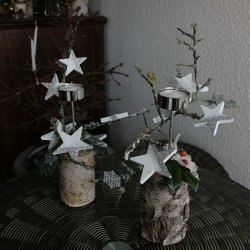 Trstjerner, slv/hvid(6 cm)