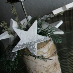 Trstjerner, slv/hvid(6 cm)