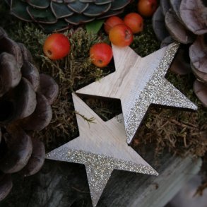 Tr�stjerner, guld/natur (6 cm)