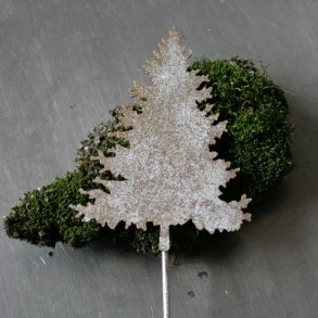 Juletr p stick, hvid/guld