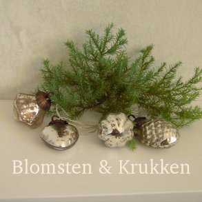 Glaskugler - mini glaspynt i s&oslash;lv, 4 assorterede