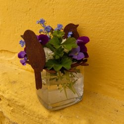 Glas og krans med 2 fugle