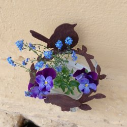 Glas og krans med 2 fugle