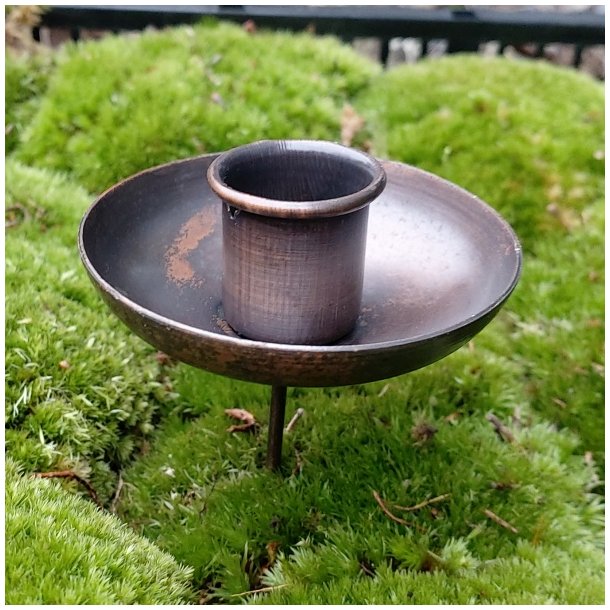 Lysholder til stagelys, kobber med krave 