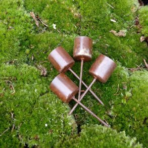 Lysholder til stagelys/kronelys, brun/rust (4 stk.)