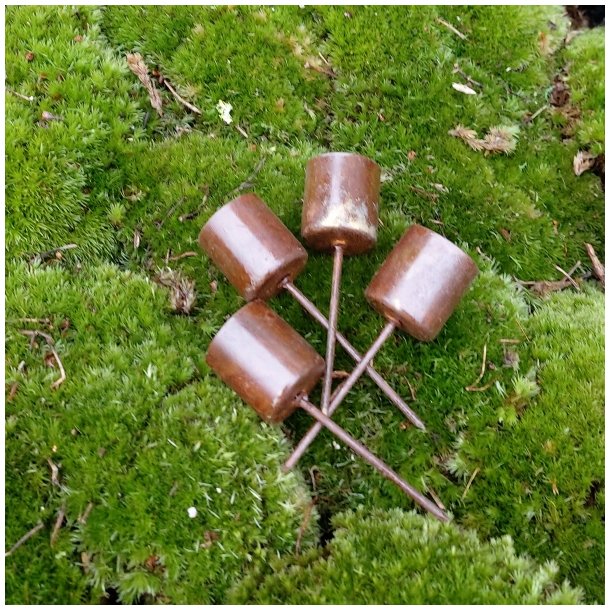 Lysholder til stagelys/kronelys, brun/rust (4 stk.)