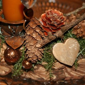 Hjerte, keramik, mat guld (10 stk.)