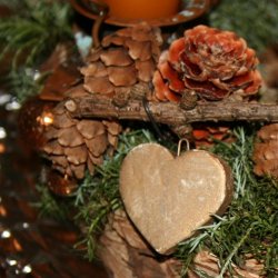 Hjerte, keramik, mat guld (10 stk.)