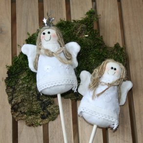 Stofengle p blomsterpind (2 stk.)