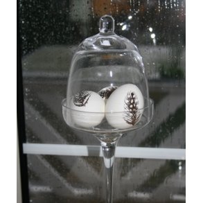 Glas opsats med klokke (27 cm)