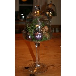 Glas opsats med klokke (27 cm)