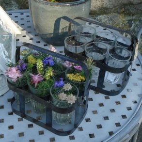 Vase, stativ med 6 glas