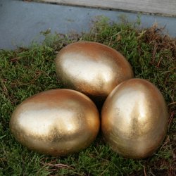 Gseg med bladguld, keramik (3 stk.)