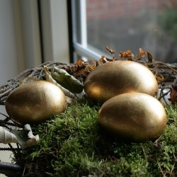 Gseg med bladguld, keramik (3 stk.)