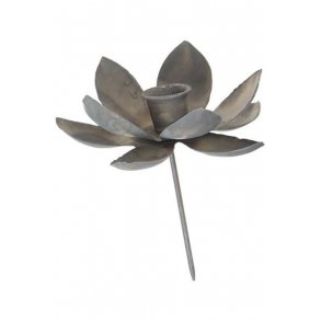 Lysholder med spyd til stagelys, blomst zink