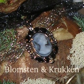 Medaljon m/bnd, sort/slv