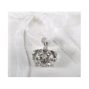 Krone m/hvidt chiffon bånd