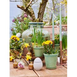 Grnglaserede potter med underskl (st  3)