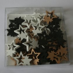 Trstjerner, hvid, sort, guld (24 stk.)