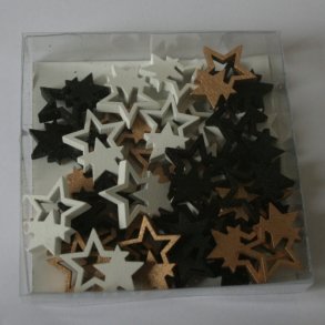 Tr�stjerner, hvid, sort, guld (24 stk.)