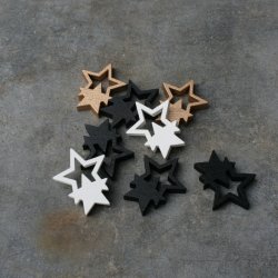 Trstjerner, hvid, sort, guld (24 stk.)