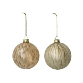 Julekugle, glas brun/guld (6 stk.)