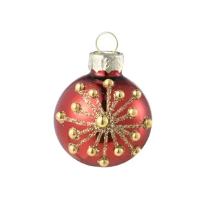 Bordkortholder, julekugle r�d/guld (6 stk.)