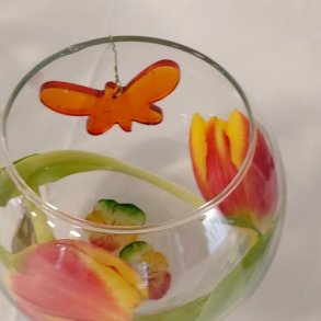 Sommerfugl i glas (orange)