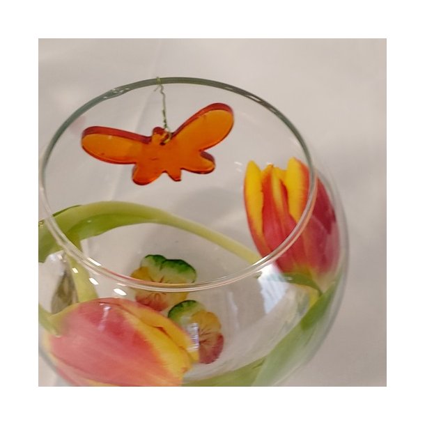 Sommerfugl i glas (orange)